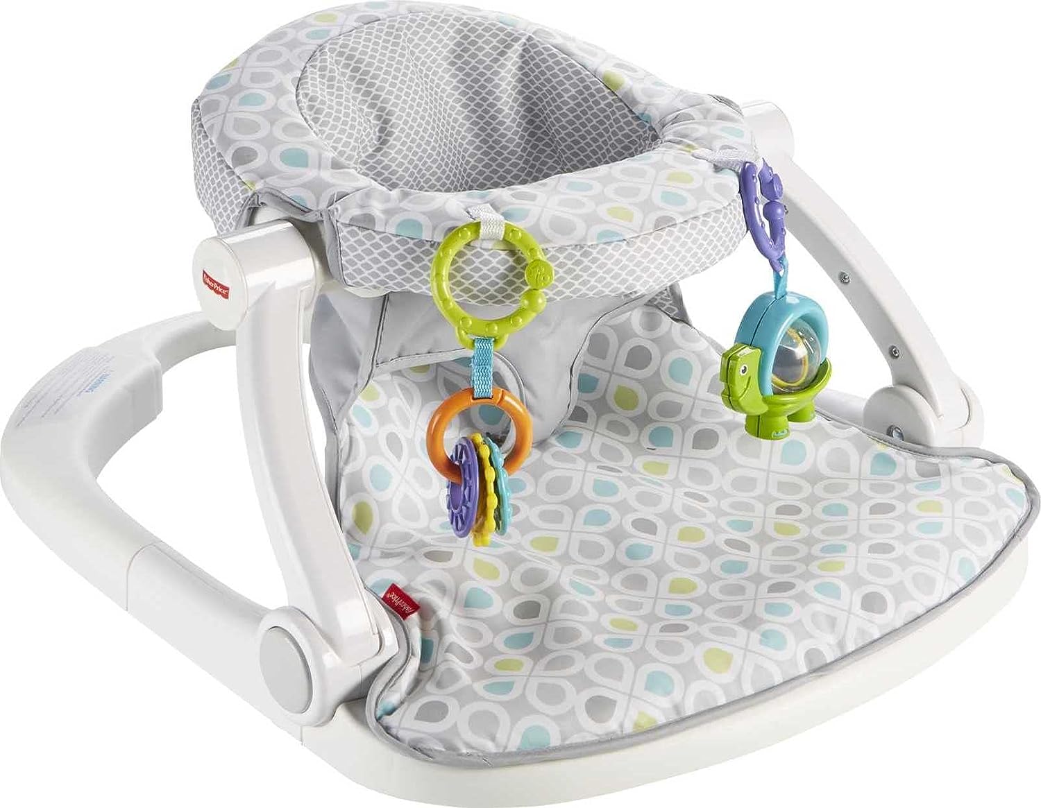 Fisher-Price Portable Baby Chair, Sit-Me-Up Floor Seat with 2 Removable Toys & Washable Seat Pad, Honeycomb [ Exclusive] - Image 1